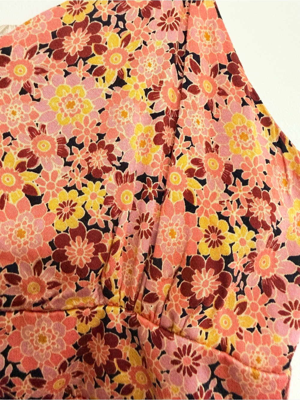 Pink Floral Boho Tie Front Slit Maxi Dress L - Picture 5 of 11